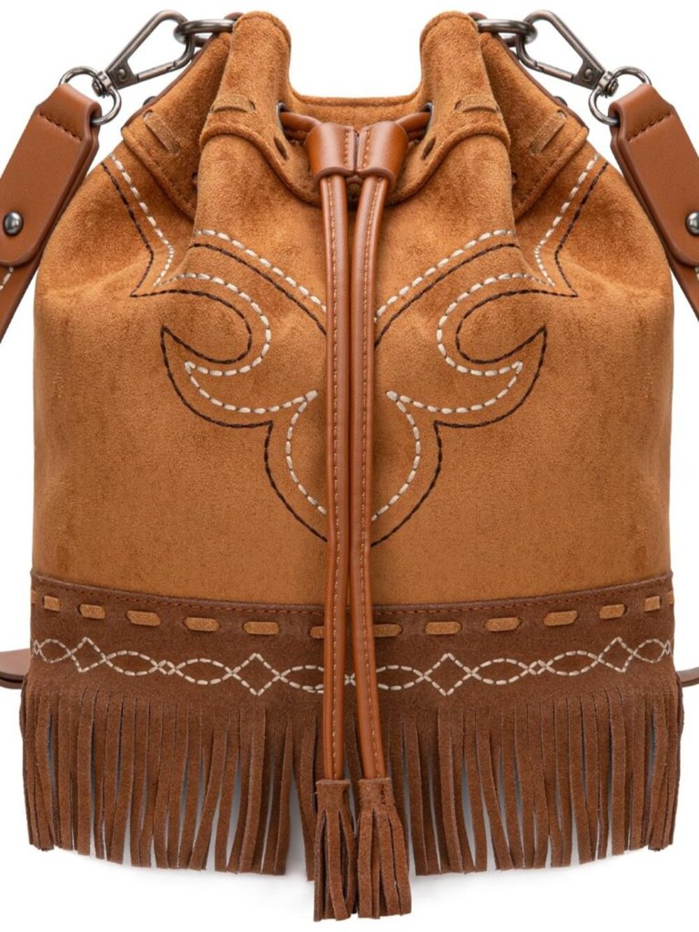 Aztec Bucket Bags for Women Western Fringe Crossbody Bag Ladies Vintage Drawstri
